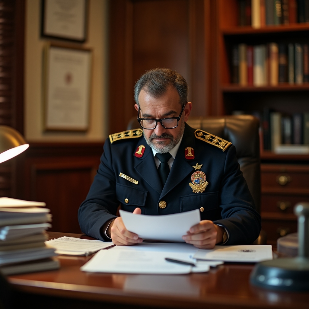 Gümrük memuru belgelerini incelerken