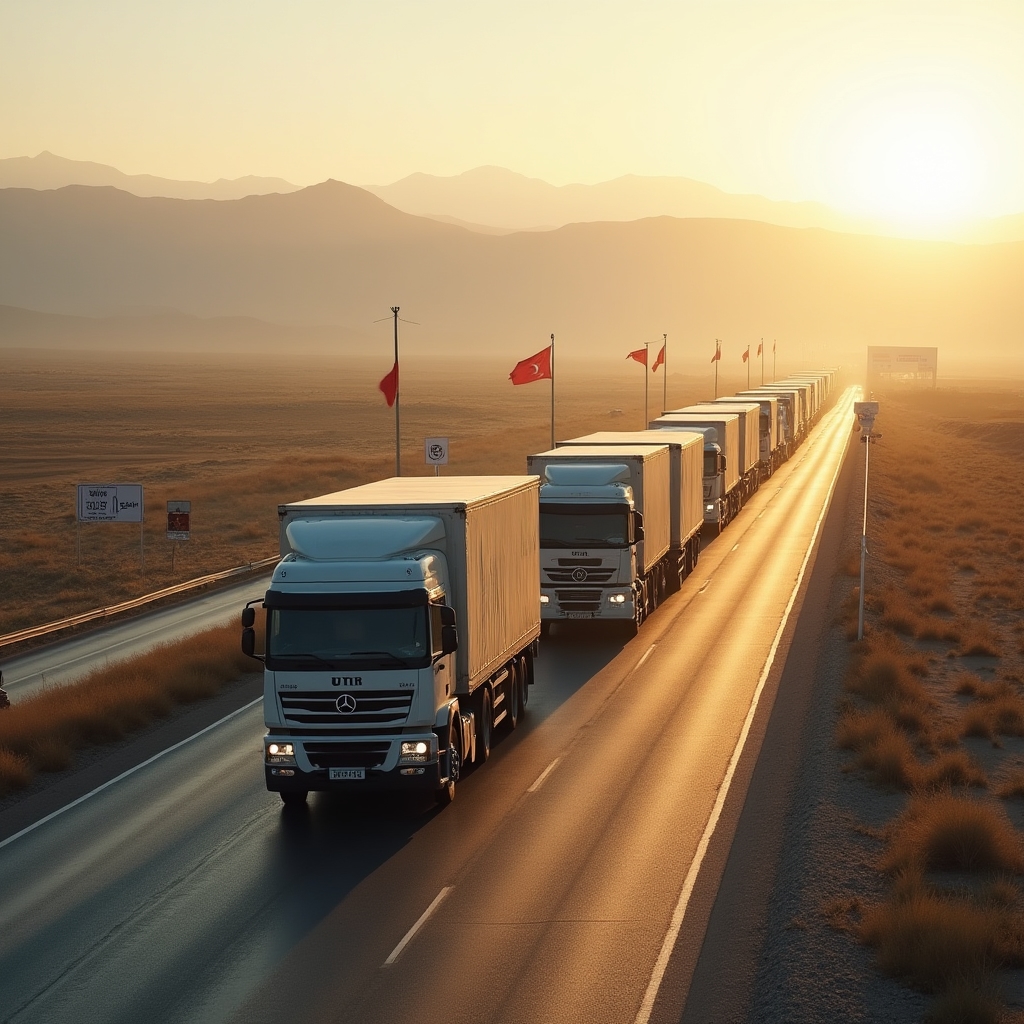 Sınırda bekleyen ticari TIR araçları